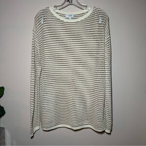 COS Cream Knit Fishnet Coverup Long Sleeve Tunic Sweater Size Small